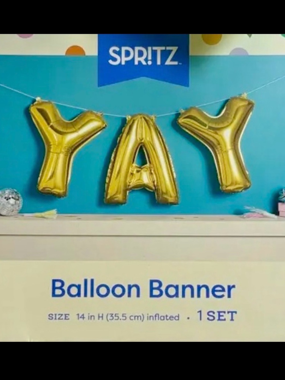 Spritz Gold YAY Foil Balloon Garland